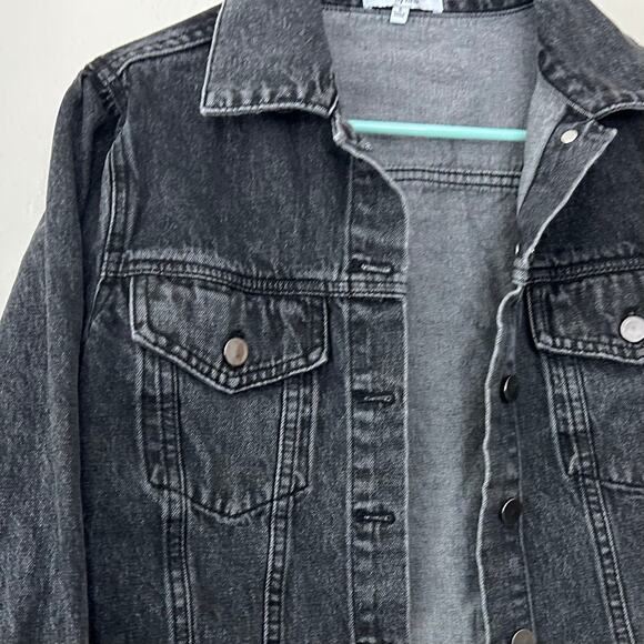 Edit by nine cropped denim jean jacket faded black grunge goth western outdoor S - Picture 3 of 9